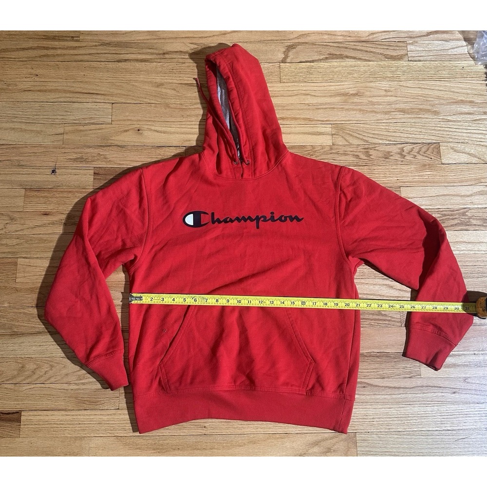 Champion Hoodie Mens Red Spell Out Logo Reverse Weave Kangaroo Pocket Size M